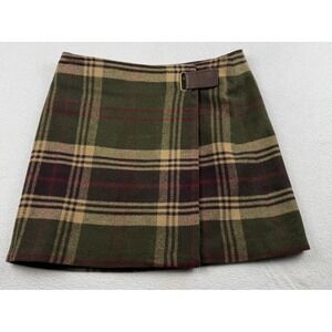Jones New York Plaid Wool blend Mini Wrap Skirt Womens Petite 8P